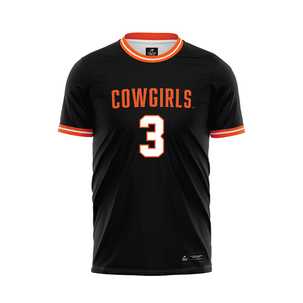Oklahoma State - NCAA Women's Soccer : Avery Bass - Black Soccer Jersey-0