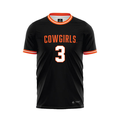 Oklahoma State - NCAA Women's Soccer : Avery Bass - Black Soccer Jersey-0