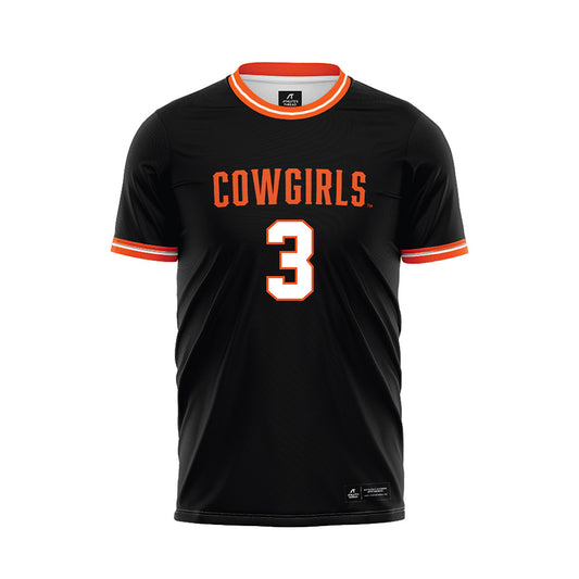 Oklahoma State - NCAA Women's Soccer : Avery Bass - Black Soccer Jersey-0