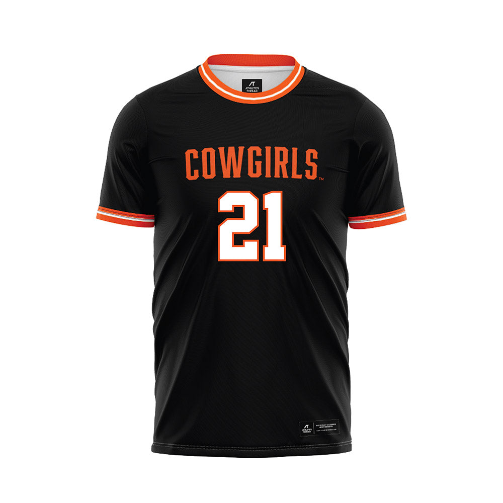 Oklahoma State - NCAA Women's Soccer : Taryn Thibeau - Black Soccer Jersey-0