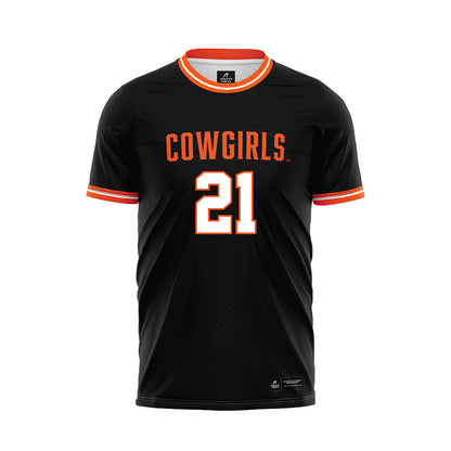 Oklahoma State - NCAA Women's Soccer : Taryn Thibeau - Black Soccer Jersey-0