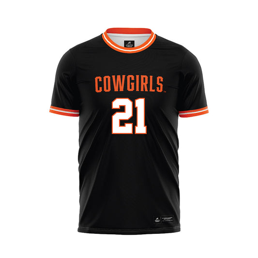 Oklahoma State - NCAA Women's Soccer : Taryn Thibeau - Black Soccer Jersey-0