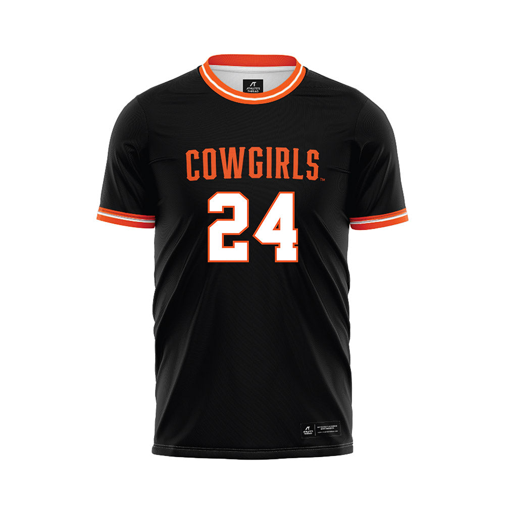 Oklahoma State - NCAA Women's Soccer : Addy Lang - Black Soccer Jersey-0