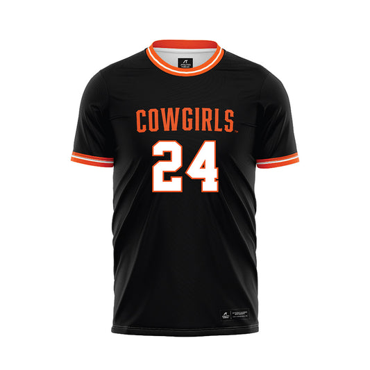Oklahoma State - NCAA Women's Soccer : Addy Lang - Black Soccer Jersey-0