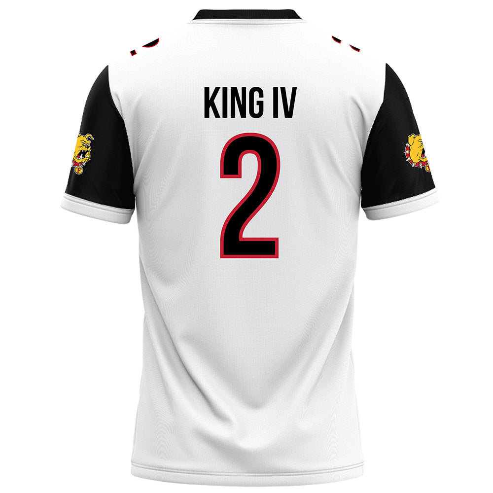 Ferris State - NCAA Football : Damion King IV - White Football Jersey-1