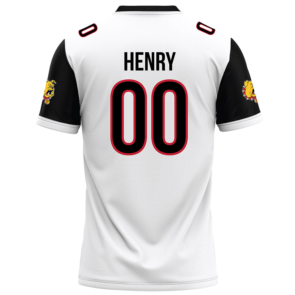 Ferris State - NCAA Football : Harkym Henry - White Football Jersey-1