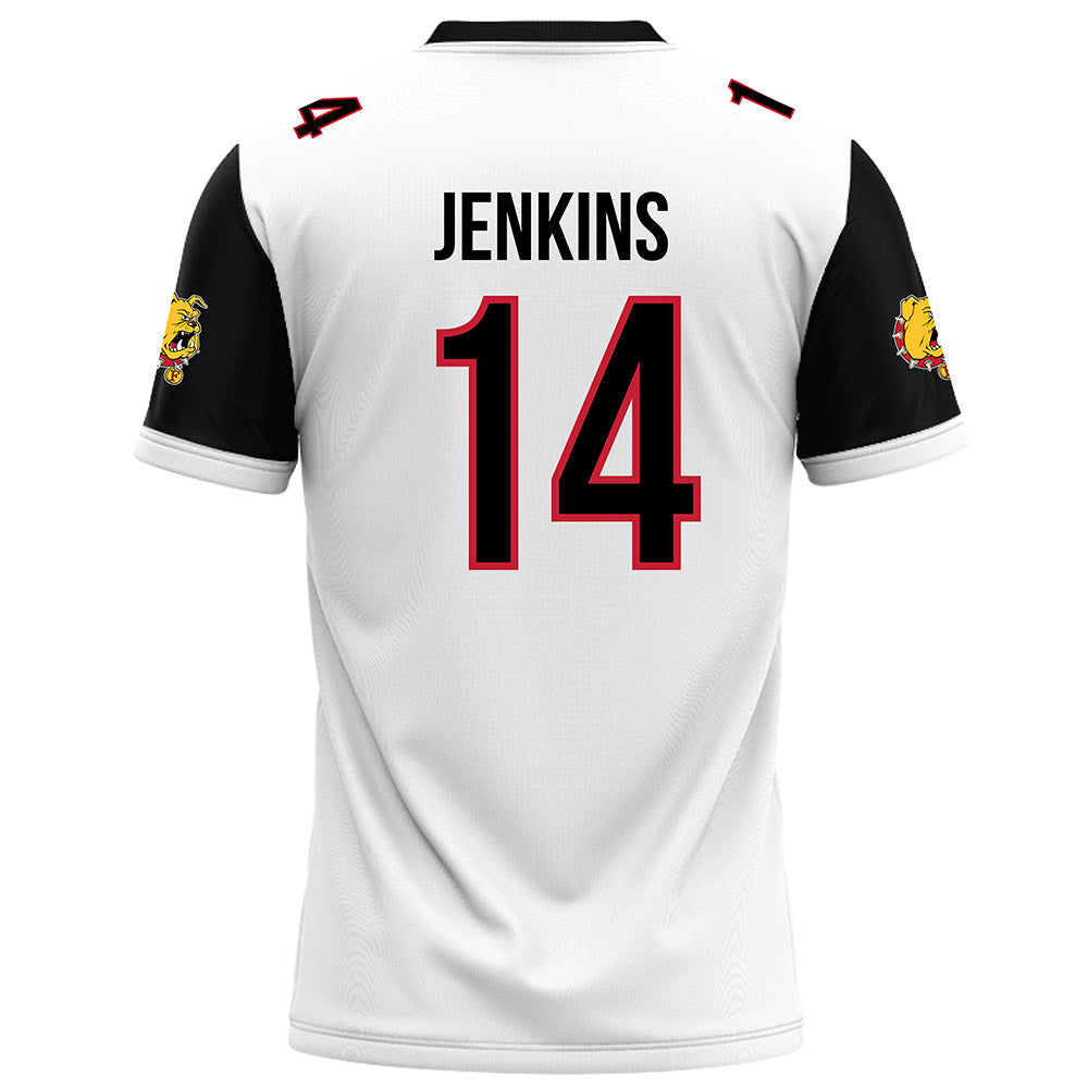 Ferris State - NCAA Football : Dmari Jenkins - White Football Jersey-1