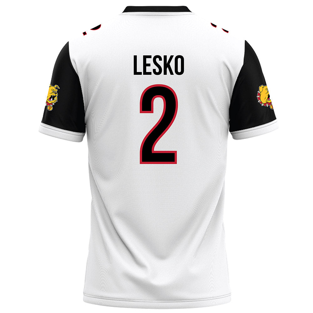 Ferris State - NCAA Football : Derek Lesko - White Football Jersey-1