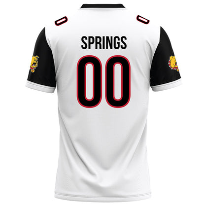 Ferris State - NCAA Football : Alex Springs - White Football Jersey-1
