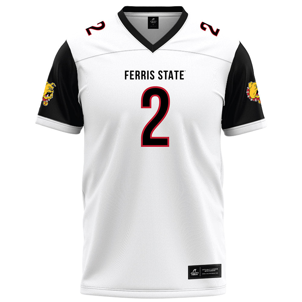 Ferris State - NCAA Football : Daviere Jones - White Football Jersey-0