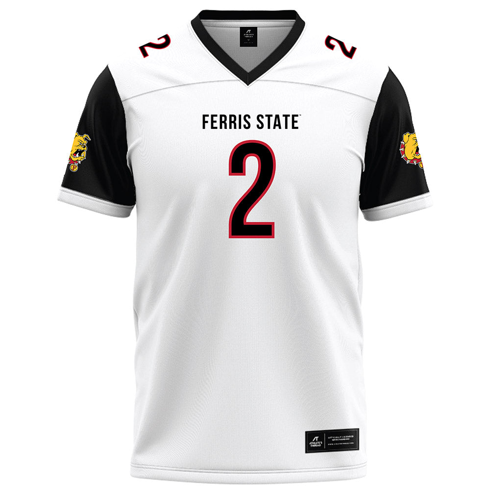 Ferris State - NCAA Football : Damion King IV - White Football Jersey-0