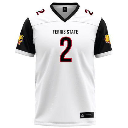 Ferris State - NCAA Football : Damion King IV - White Football Jersey-0
