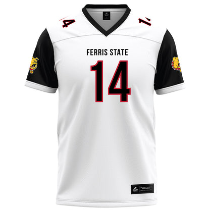 Ferris State - NCAA Football : Dmari Jenkins - White Football Jersey-0