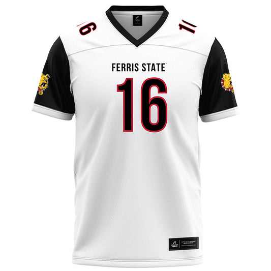 Ferris State - NCAA Football : Leeshaun Mumpfield - White Football Jersey-0