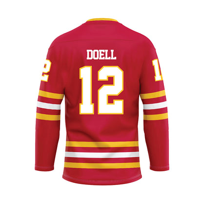 Ferris State - NCAA Men's Ice Hockey : Holden Doell - Red Hockey Jersey-1