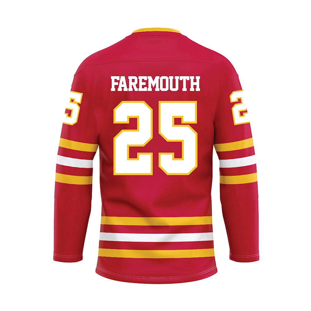 Ferris State - NCAA Men's Ice Hockey : Zach Faremouth - Red Hockey Jersey-1