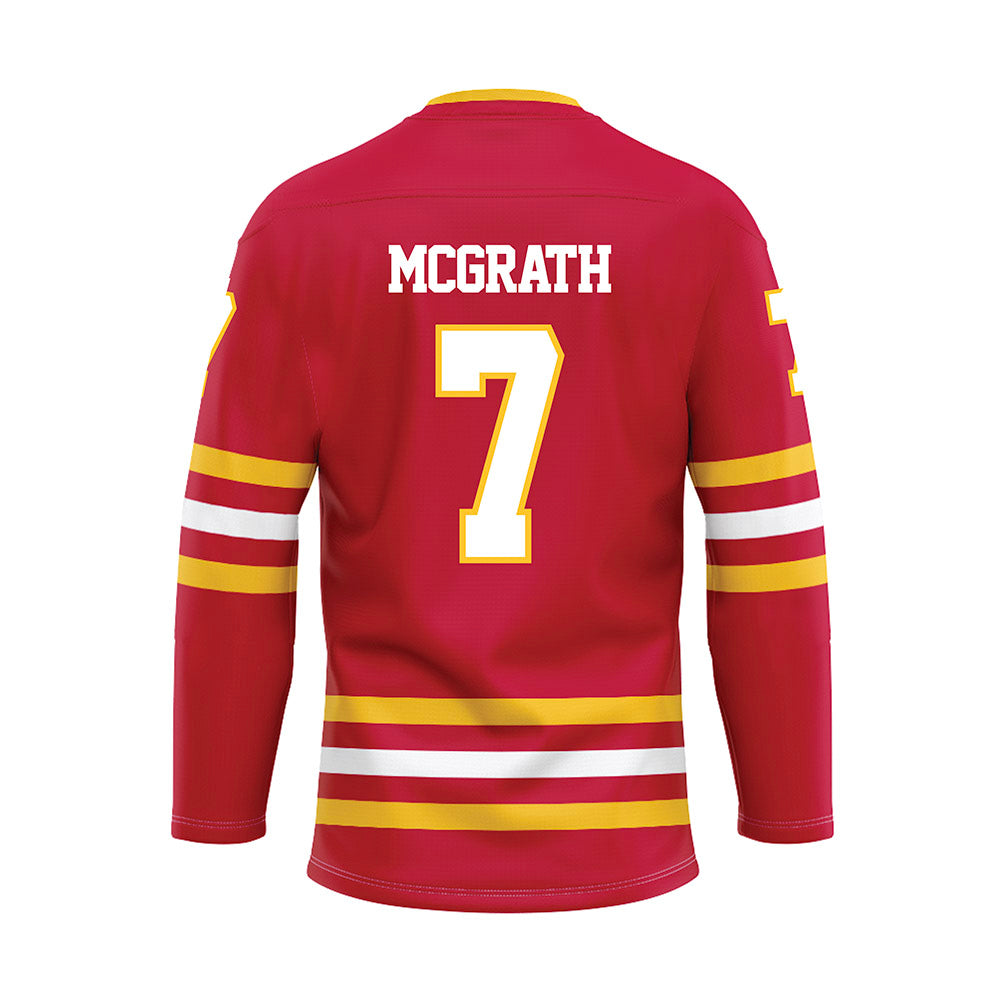 Ferris State - NCAA Men's Ice Hockey : Connor McGrath - Red Hockey Jersey-1