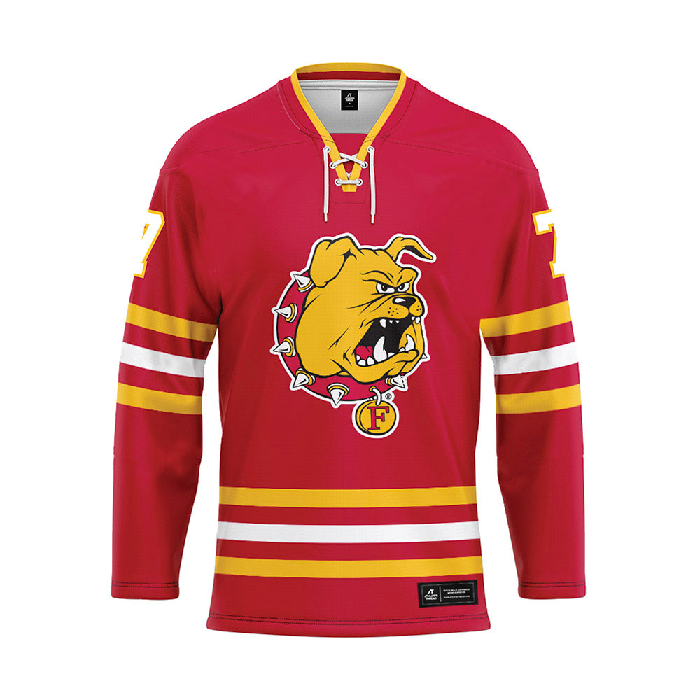 Ferris State - NCAA Men's Ice Hockey : Connor McGrath - Red Hockey Jersey-0