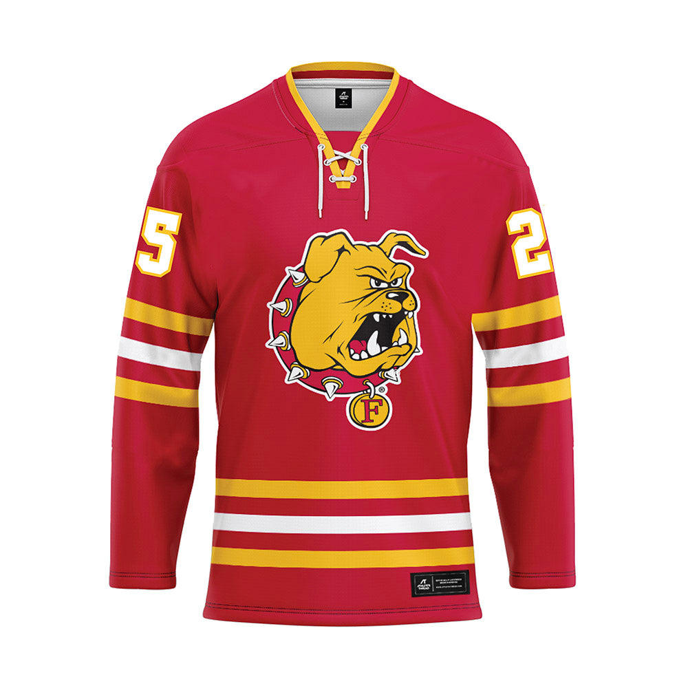 Ferris State - NCAA Men's Ice Hockey : Zach Faremouth - Red Hockey Jersey-0