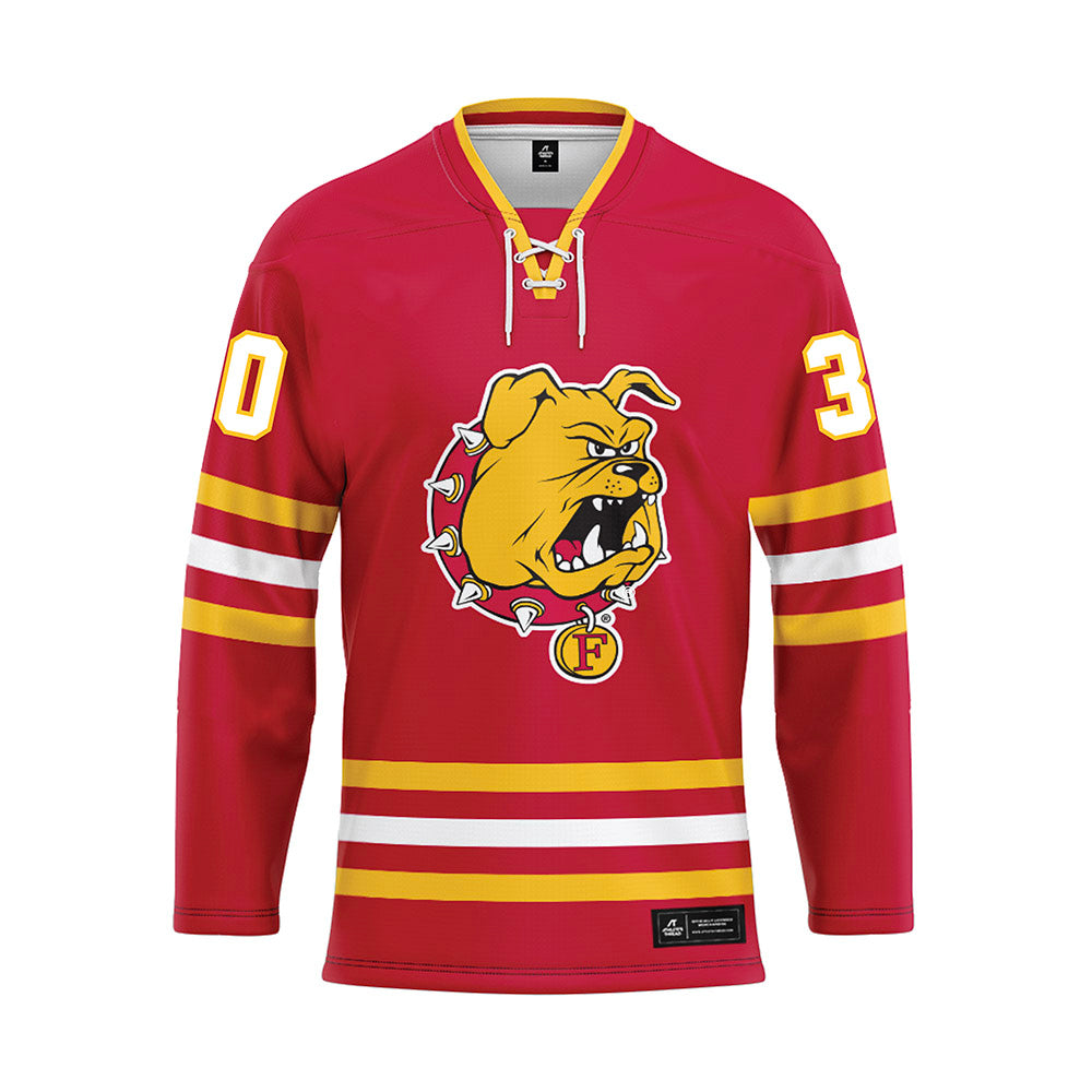 Ferris State - NCAA Men's Ice Hockey : Hobie Hedquist - Red Hockey Jersey-0