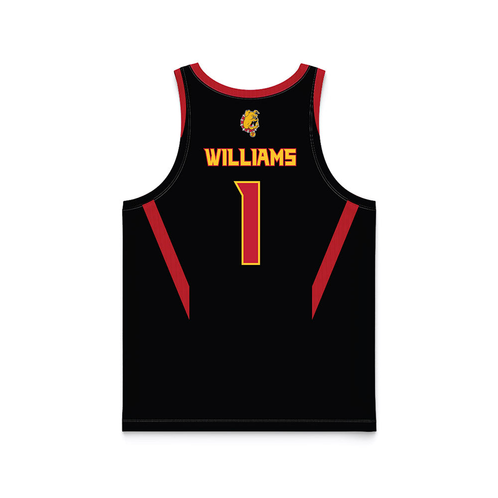 Ferris State - NCAA Men's Basketball : David Williams - Black Basketball Jersey-1