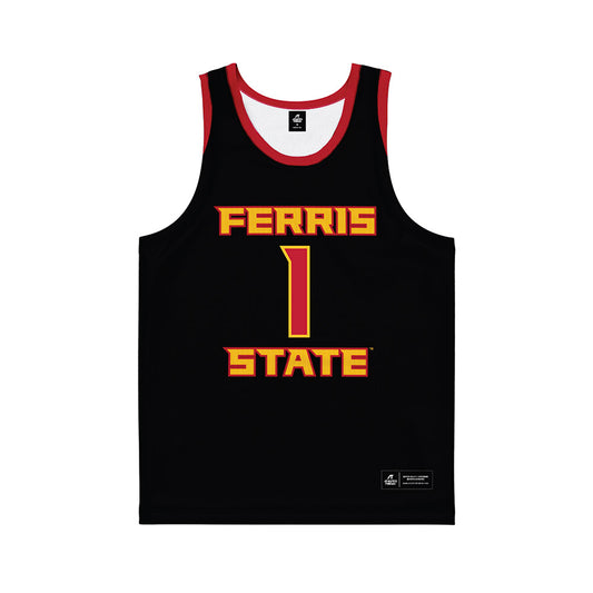 Ferris State - NCAA Men's Basketball : David Williams - Black Basketball Jersey-0