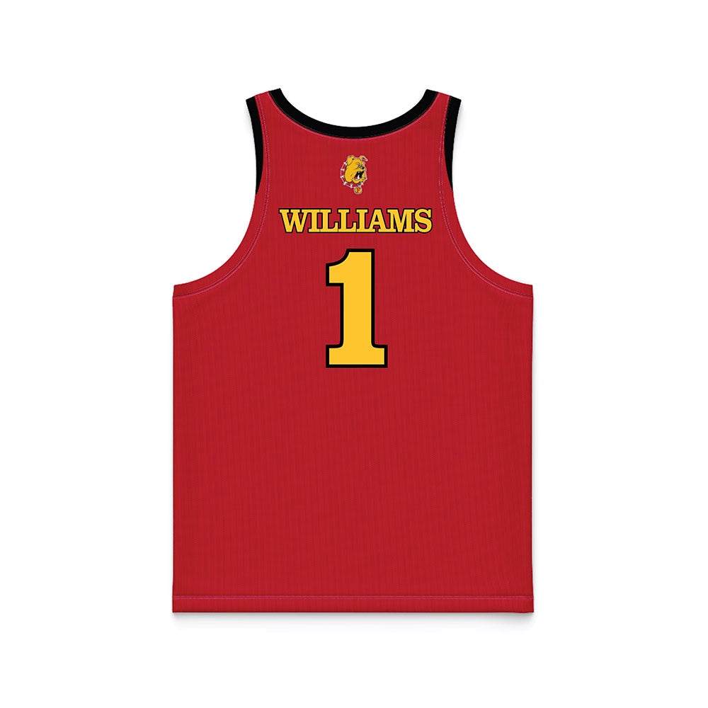 Ferris State - NCAA Men's Basketball : David Williams - Red Basketball Jersey-1
