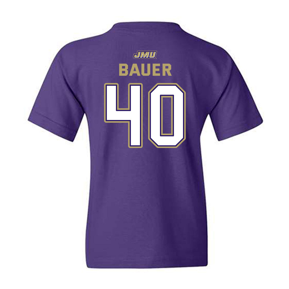JMU - NCAA Baseball : Patrick Bauer - Youth T-Shirt-1