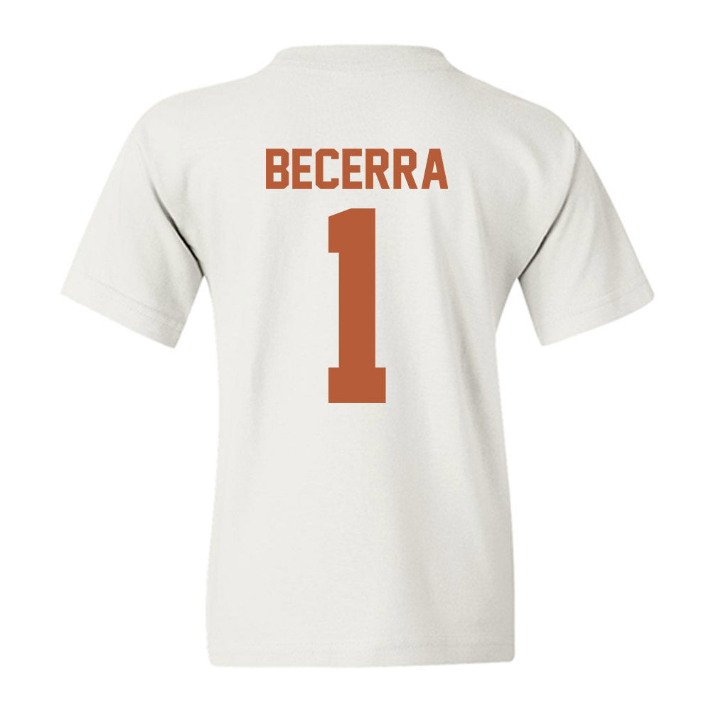 Texas - NCAA Baseball : Temo Becerra - Sports Shersey Youth T-Shirt-1