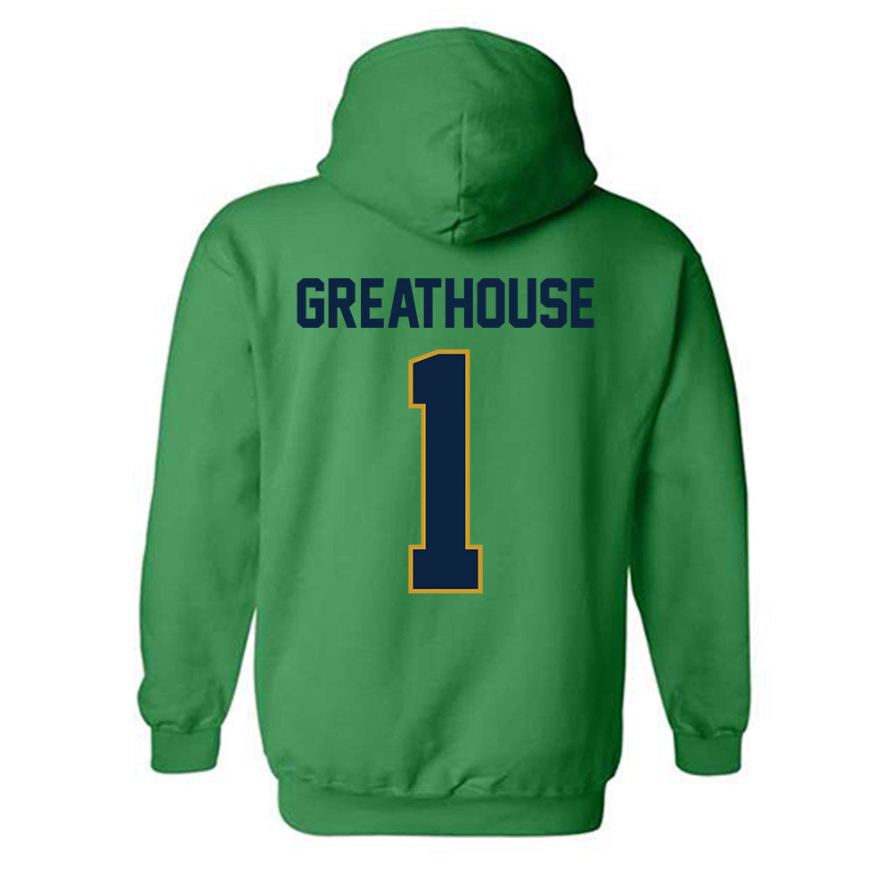 Notre Dame - NCAA Football : Jaden Greathouse - Classic Shersey Hooded Sweatshirt-1