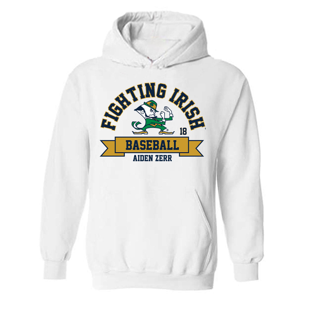 Notre Dame - NCAA Baseball : Aiden Zerr - Classic Fashion Shersey Hooded Sweatshirt-0