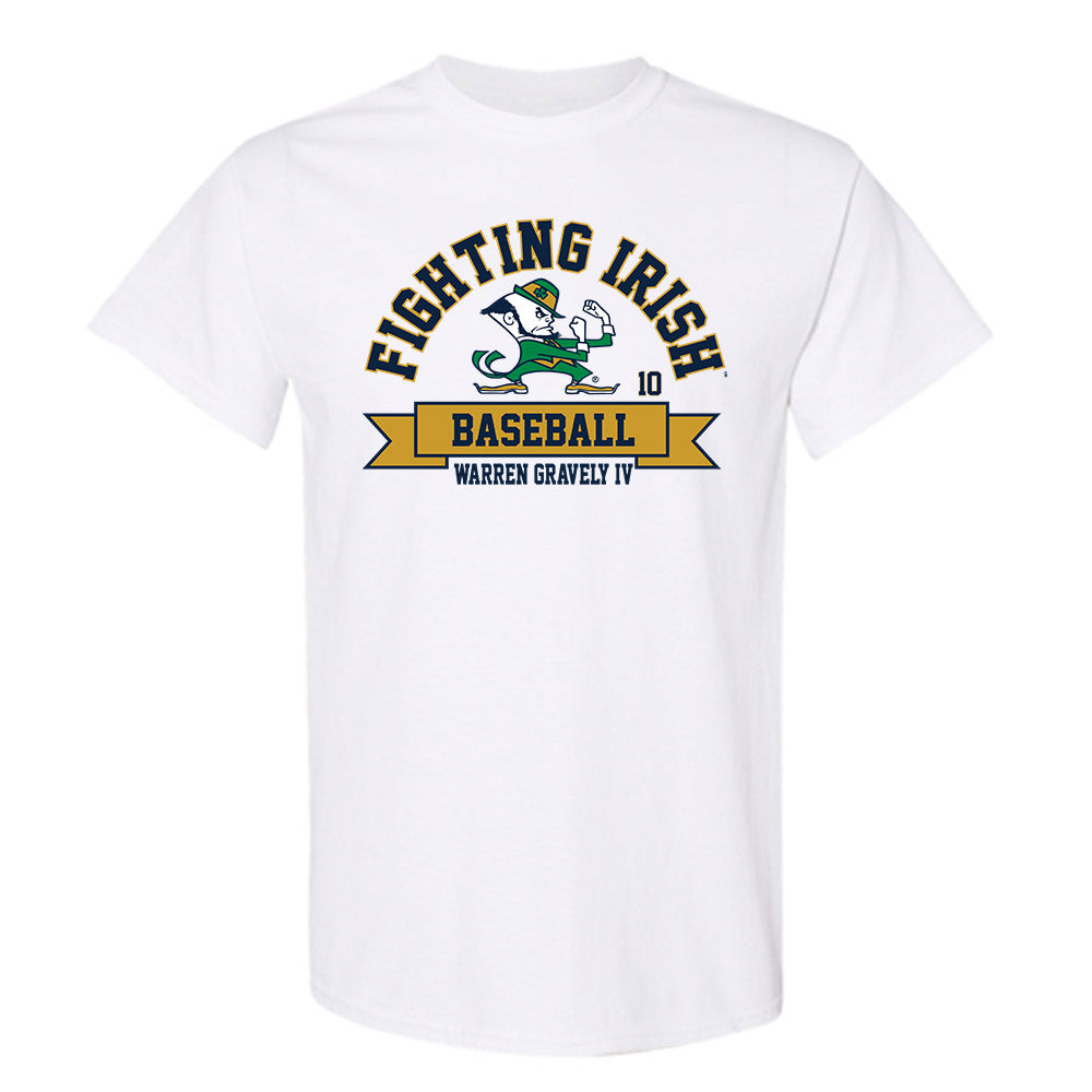 Notre Dame - NCAA Baseball : Warren Gravely IV - Classic Fashion Shersey T-Shirt-0