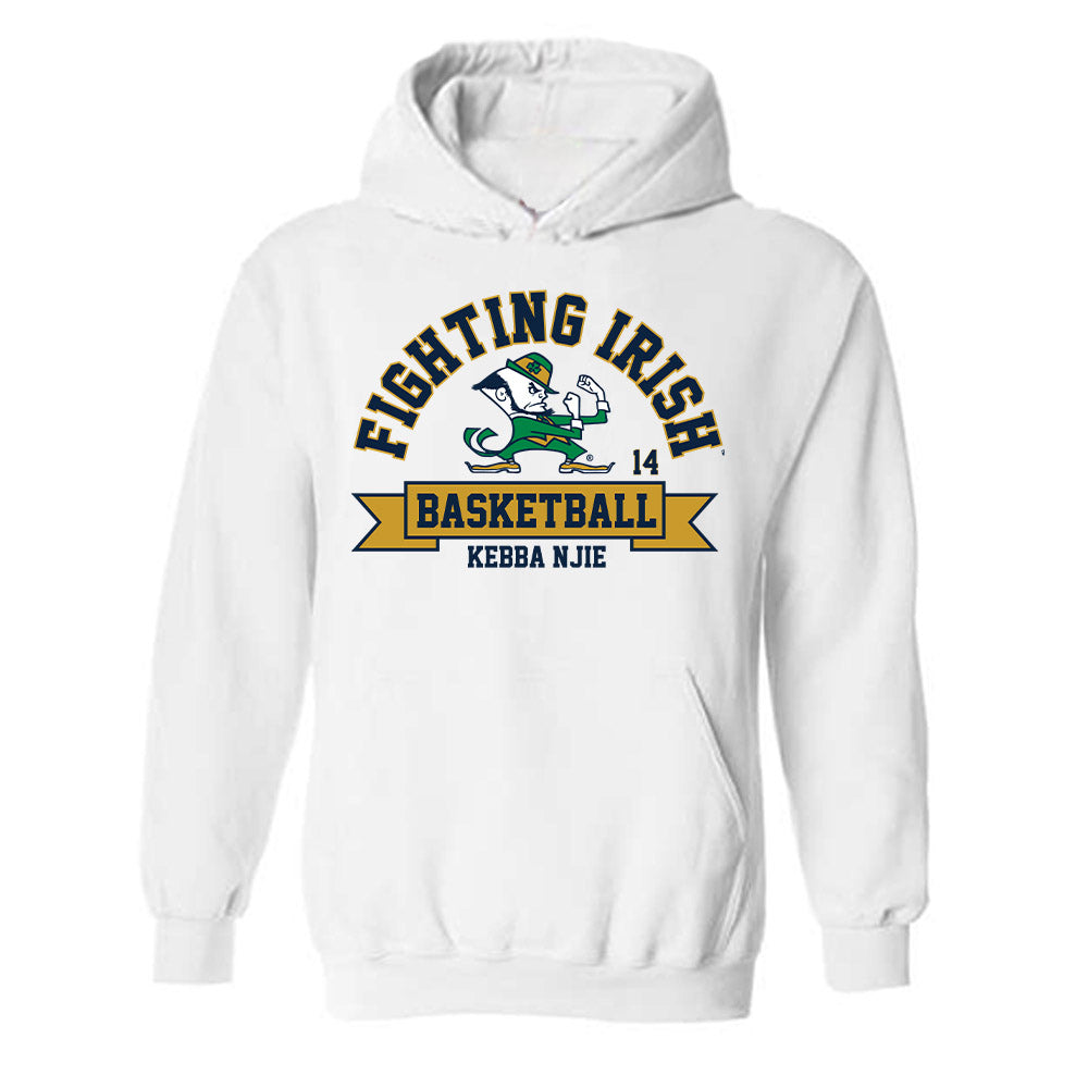 Notre Dame - NCAA Men's Basketball : Kebba Njie - Classic Fashion Shersey Hooded Sweatshirt-0