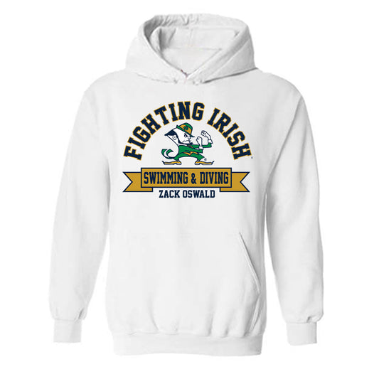 Notre Dame - NCAA Men's Swimming & Diving : Zack Oswald - Classic Fashion Shersey Hooded Sweatshirt-0