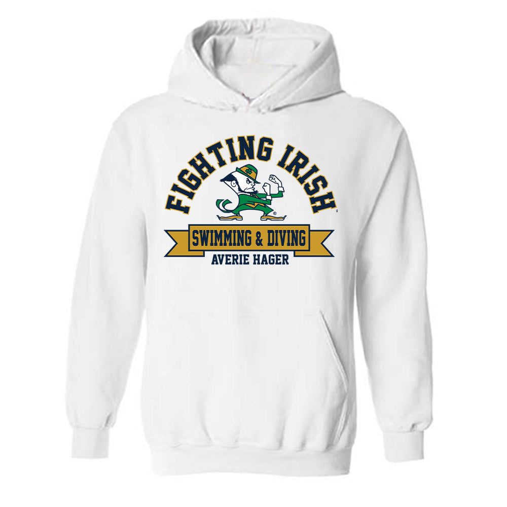 Notre Dame - NCAA Women's Swimming & Diving : Averie Hager - Classic Fashion Shersey Hooded Sweatshirt-0