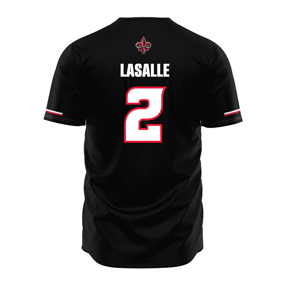 Louisiana - NCAA Baseball : Donovan Lasalle - Black Jersey-1