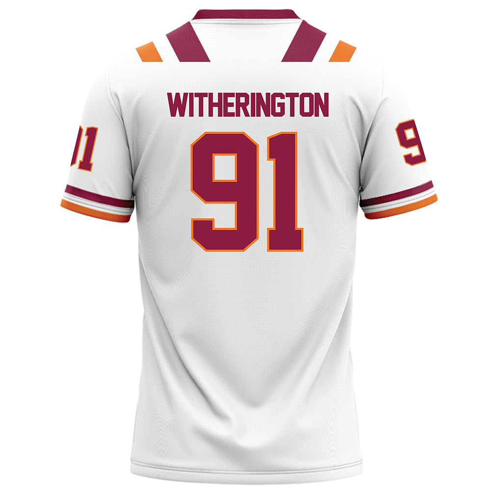 Virginia Tech - NCAA Football : Garrett Witherington - White Football Jersey-1