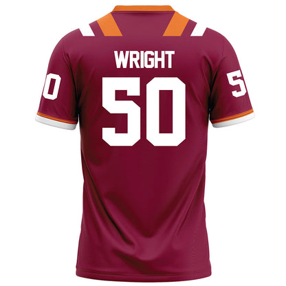 Virginia Tech - NCAA Football : Nathaniel Wright - Maroon Football Jersey-1