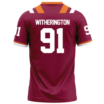 Virginia Tech - NCAA Football : Garrett Witherington - Maroon Football Jersey-1