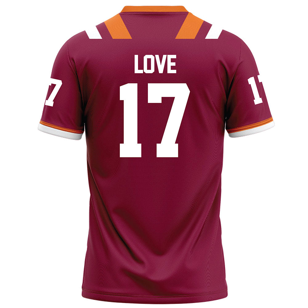 Virginia Tech - NCAA Football : John Love - Maroon Football Jersey-1