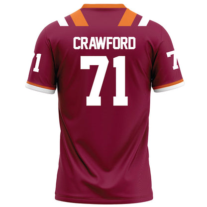 Virginia Tech - NCAA Football : Gavin Crawford - Maroon Football Jersey-1