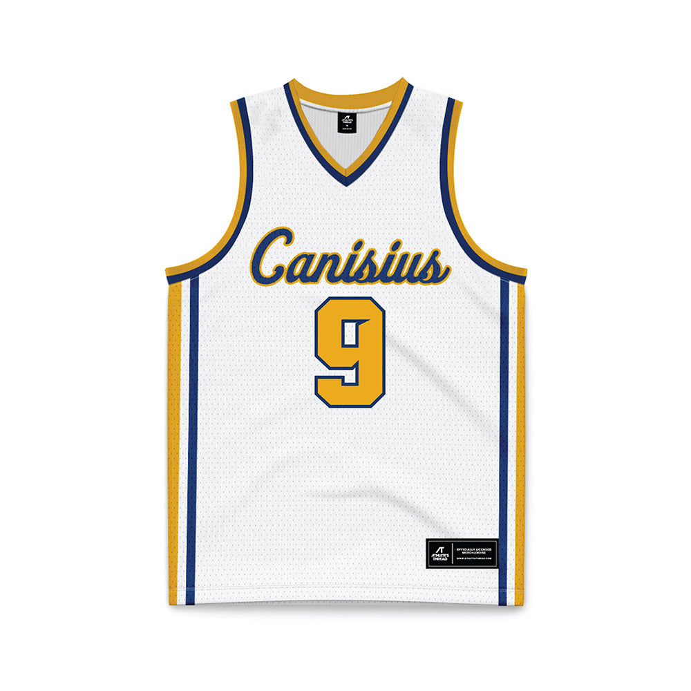 Canisius - NCAA Men's Basketball : Evan van der Plas - White Basketball Jersey-0