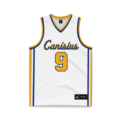 Canisius - NCAA Men's Basketball : Evan van der Plas - White Basketball Jersey-0