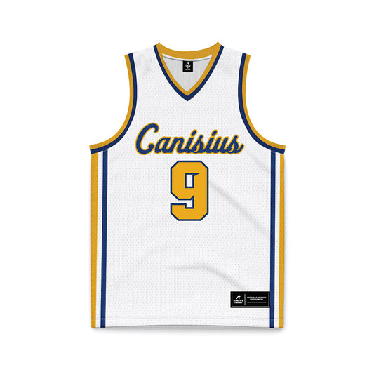 Canisius - NCAA Men's Basketball : Evan van der Plas - White Basketball Jersey-0