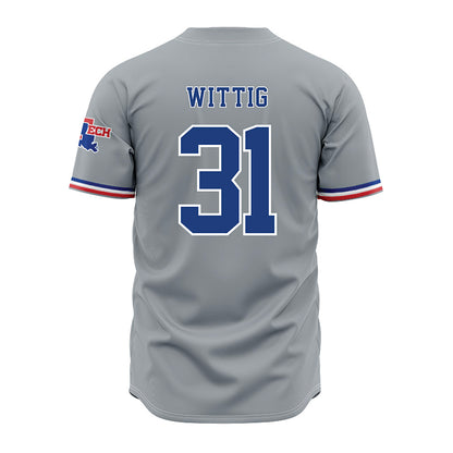LA Tech - NCAA Baseball : Joey Wittig - Grey Jersey-1