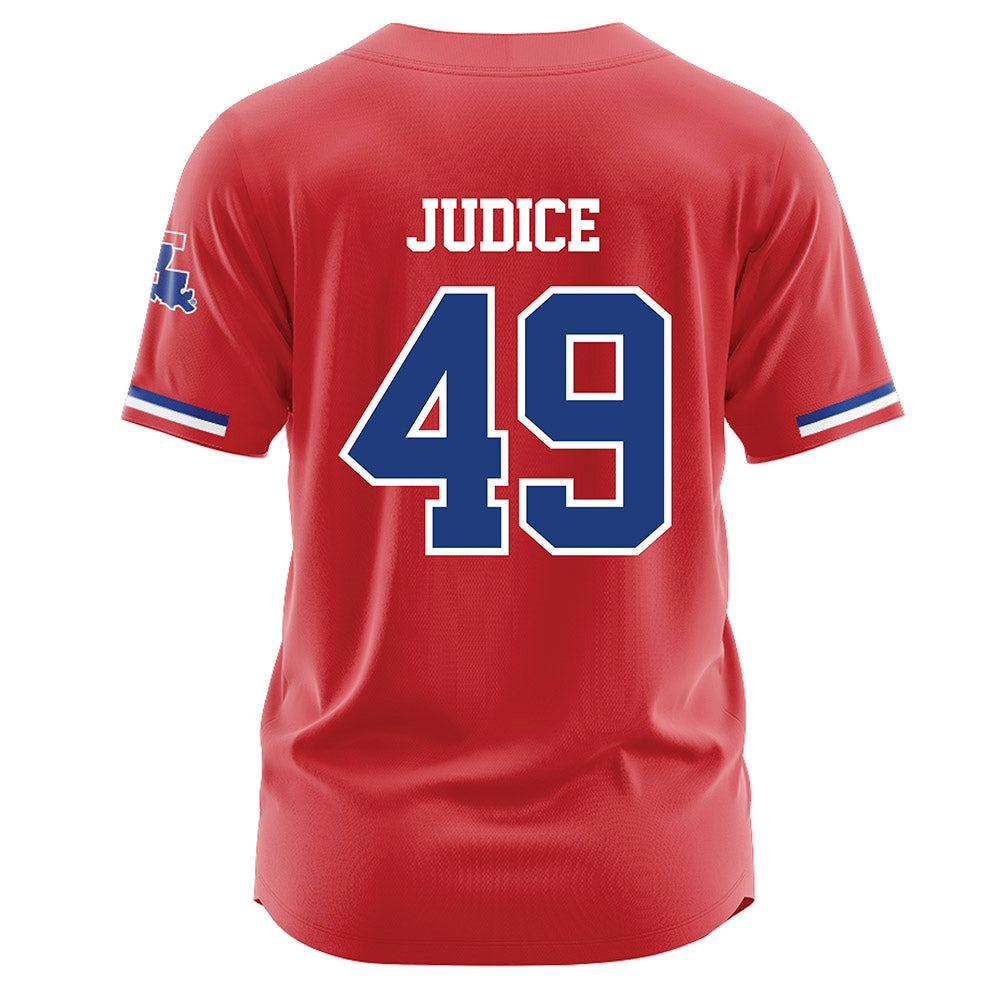 LA Tech - NCAA Baseball : Ethan Judice - Red Jersey-1