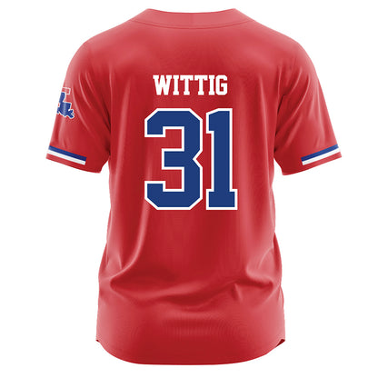 LA Tech - NCAA Baseball : Joey Wittig - Red Jersey-1