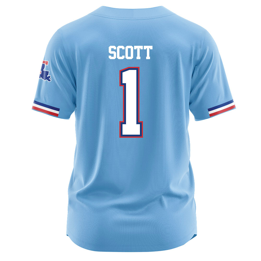 LA Tech - NCAA Baseball : Wesley Scott - Light Blue Jersey-1