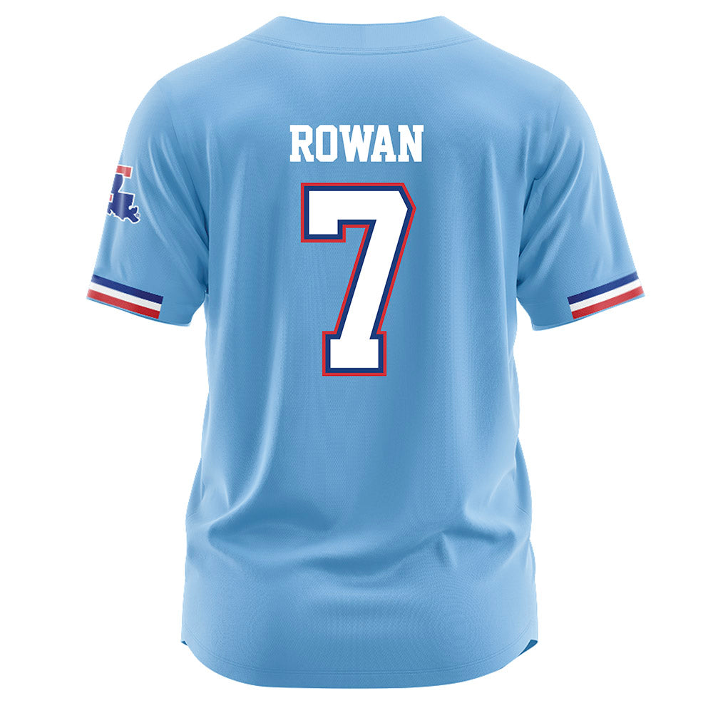 LA Tech - NCAA Baseball : Hudson Rowan - Light Blue Jersey-1