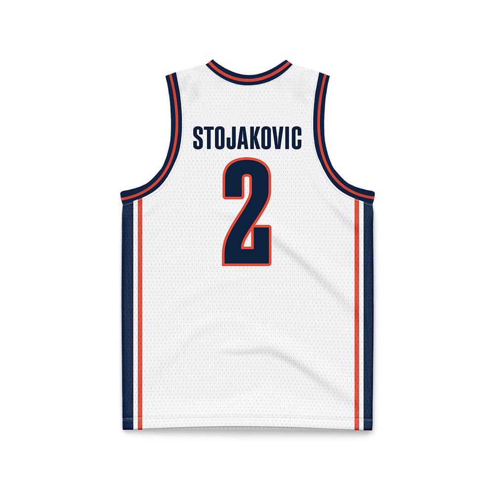 Illinois - NCAA Men's Basketball : Andrej Stojakovic - White Basketball Jersey-1